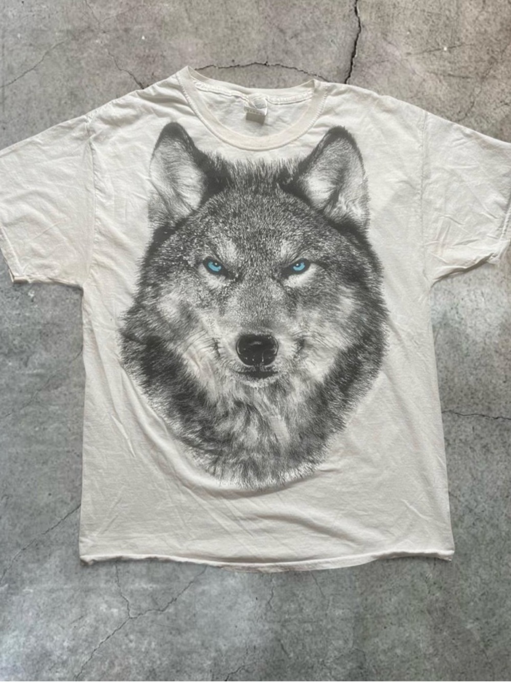 Wolf Graphic Tee with Blue Eyes